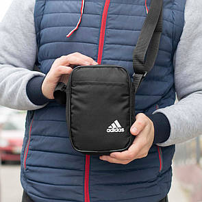 Спортивна сумка барсетка через плече Adidas temp чорна тканинна месенджер
