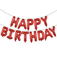 Фольговані кульки букви червоний HAPPY BIRTHDAY Китай 16" (40см) упаковка