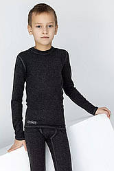 Термолонгслів для хлопчика з 35% вовни сірий