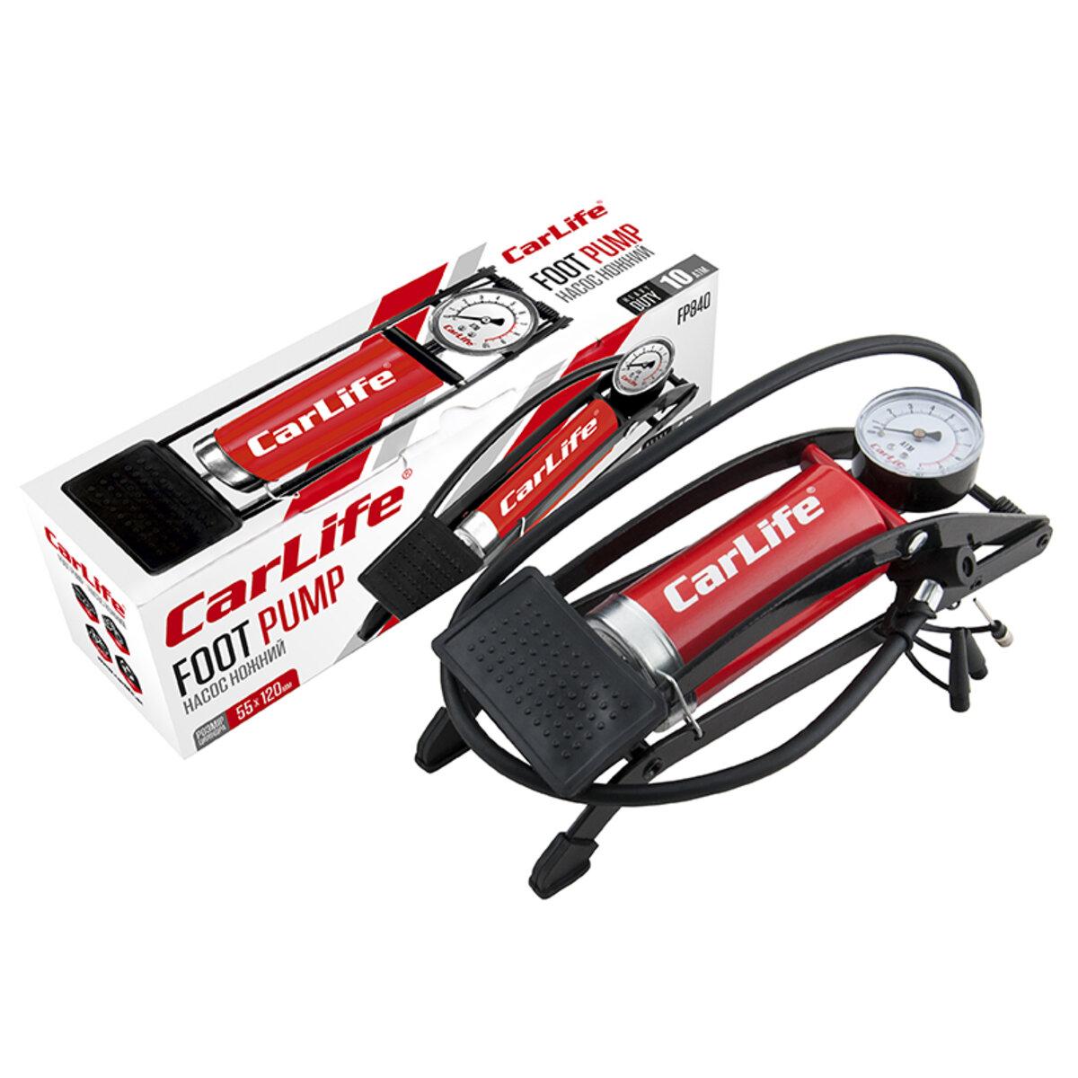 Насос із манометром 10 атм, CarLife FP840