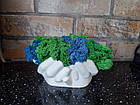 Долоні в гіпсовому кашпо зі стабілізованим норвезьким мохом зеленого та синього кольорів ручної роботи, фото 2
