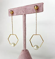 Сережки гіпоалергенні Fallon Ювелірна біжутерія Сережки-підвіски Медичний сплав Золотистий 63 мм S15286