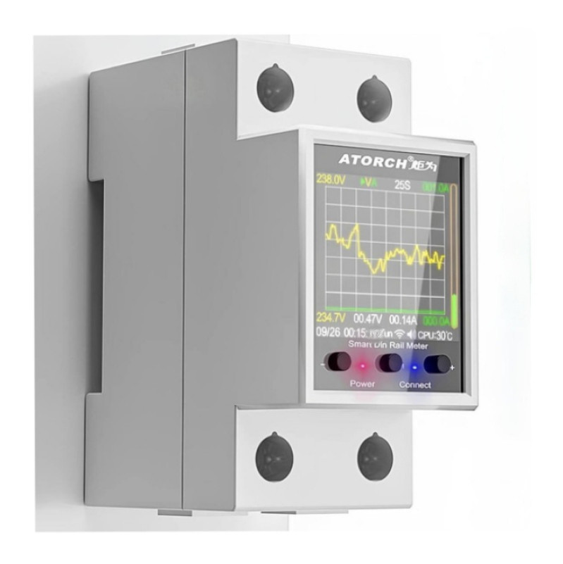 Розумний лічильник Atorch GR2PWS 100A с Lcd WiFi дисплеем на DIN рейку Білий, фото 1