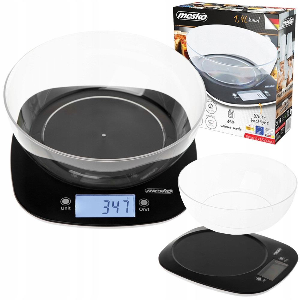 Кухонні ваги Mesko MS 3179 black  з чашею 1.4 л — 5 кг, точність 1 г, LCD