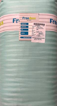 М'ятний Страйп-сатин смужка однотонна 100% бавовна, тканина 220 см для пошиття постільної білизни, рулон 30 м, фото 1