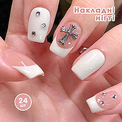 Накладні нігті 24 шт.+ клей для нігтів, готика, форма типс - балерина для манікюру