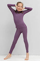 Комплект термобілизни для дівчаток з подвійним мікроначісом фіолетовий