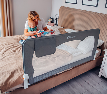 Дитячий захисний бортик для батьківського ліжка h-66см  Lionelo Hanna Польща сірий