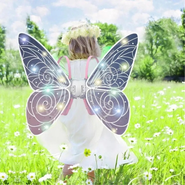 Крила феї світлодіодне підсвічування, музика на батарейці Wings of Fairie Рожеві, фото 1