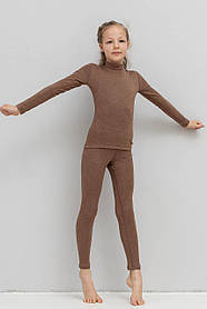 Комплект термобілизни для дівчаток Totalfit NORWAY з подвійним мікроначісом коричневий 152 см.