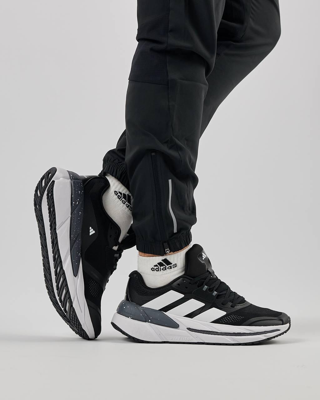 Чоловічі кросівки текстильні сітка Adidas ADISTAR 2.0 Black White, кеди чоловічі Адідас чорні, Чоловіче взуття