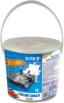 Крейда кольор. "Kite" №HW24-074 15шт Jumbo Hot Wheels у відерці(1)(24)