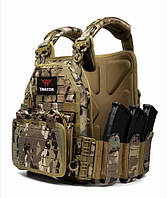 Тактическая плитоноска 11 подсумков YAKEDA с быстрым сбросом Cordura 1000D мультикам Бронежилет для ЗСУ