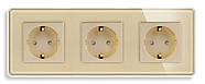 Потрійна розетка (3 гнізда) 1DAL | Золото Скло (G228D-STX3.GD), фото 2