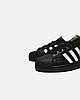 Чоловічі жіночі кросівки кеди Adidas Superstar Black White Адідас Суперстар чорно білі шкіряні молодіжні спортивні демісезон, фото 4