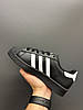 Чоловічі жіночі кросівки кеди Adidas Superstar Black White Адідас Суперстар чорно білі шкіряні молодіжні спортивні демісезон, фото 9
