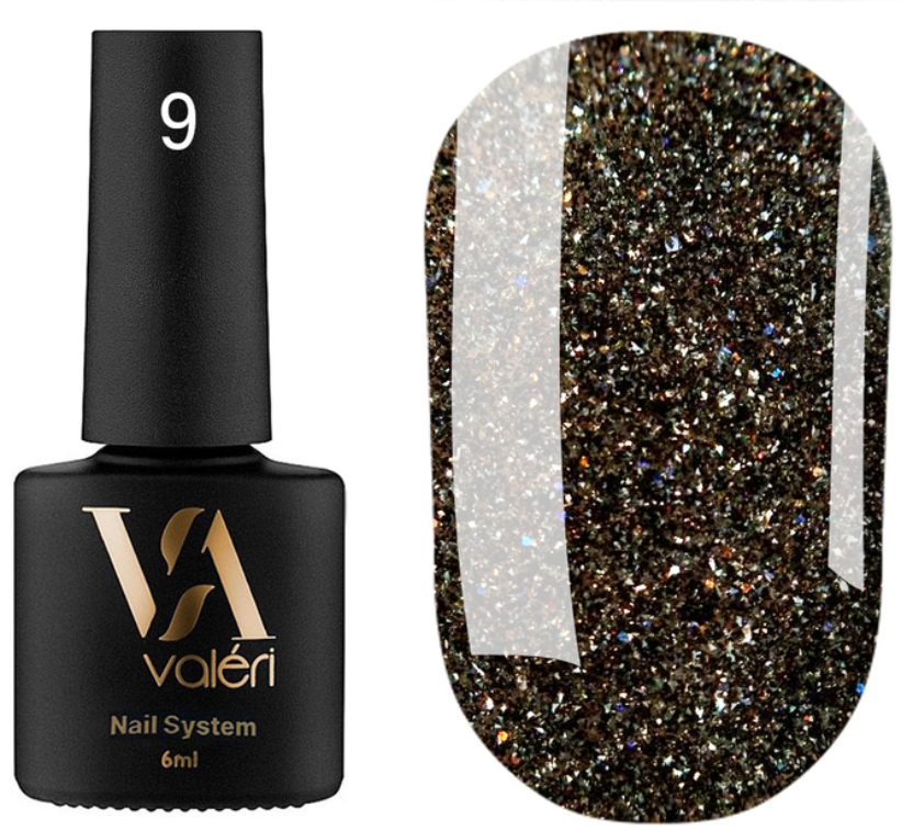 Гель-лак Valeri Flash №09 світловідбивний сіро-коричневий 6 мл