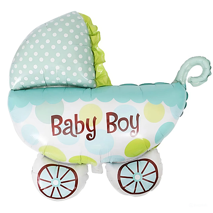 Фольгована кулька фігура коляска BABY BOY 104х71см (40"), фото 1