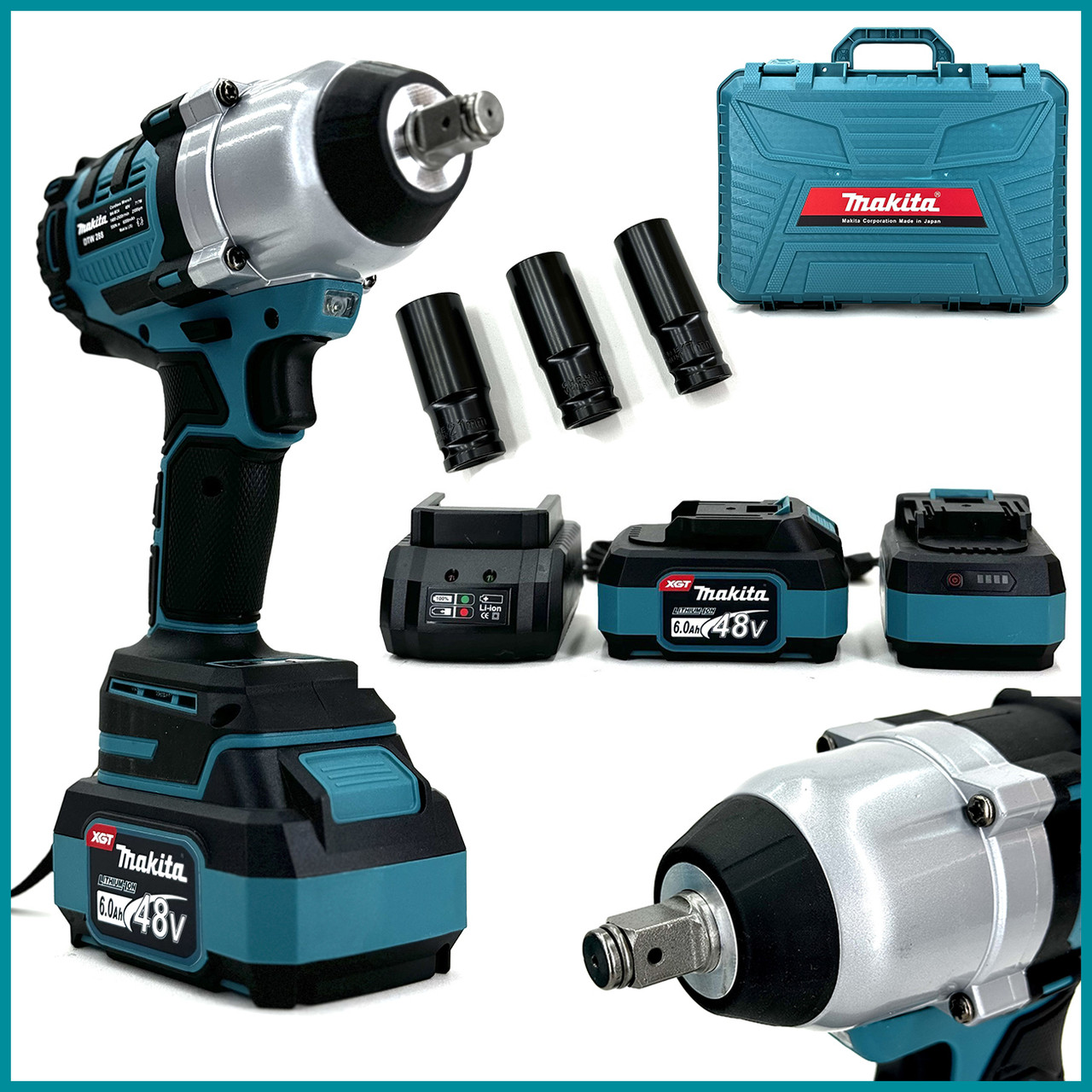 Безщітковий акумуляторний гайковерт Makita DTW288 (48V, 6AH) Потужний ударний гайковерт Макіта в кейсі bs