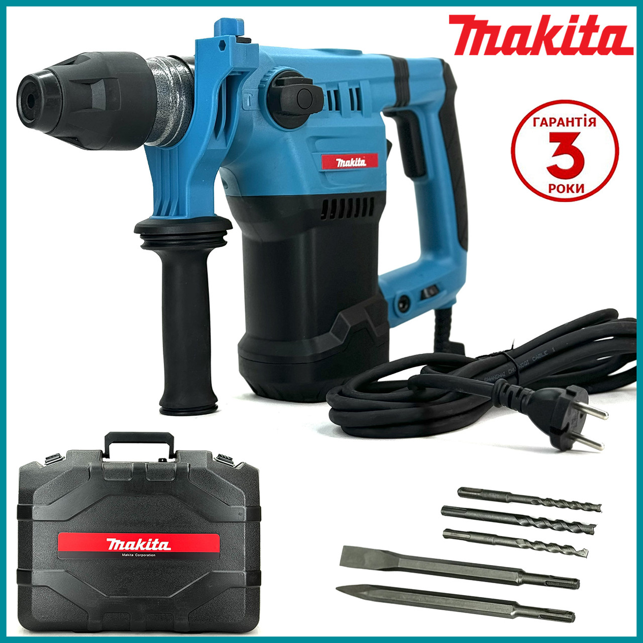 Перфоратор бочковий Makita HR 3000 C (1850 Вт 7,5 Дж) Потужний перфоратор Макіта з патроном sds-plus у кейсі bs
