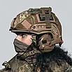Балістичний шолом FAST NIJ IIIa койот з активними навушниками Eamor M32 (X), ліхтариком + кавер піксель, фото 3