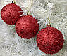 Набір новорічних іграшок «Бісеринка», кулі на ялинку, 6 штук, пластик, Ø 10 см Червоний, фото 5