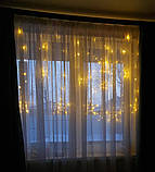 Новорічна гірлянда штора із зірками 12 шт, 2.5м*1м, Світлодіодна новорічна гірлянда 3м, Гірлянди занавіса, фото 7