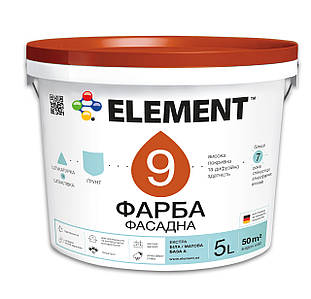 Фарба фасадна ELEMENT 9 воднодисперсійна матова база А біла 5 л