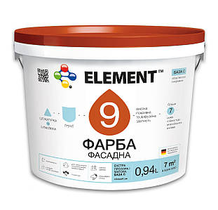 Фарба фасадна ELEMENT 9 вододисперсійна база C прозора 0,94 л