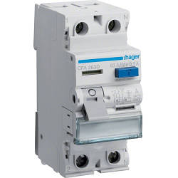 Пристрій захисного відключення УЗО 2P 63A, 300mA, тип А, Hager, CFA263D