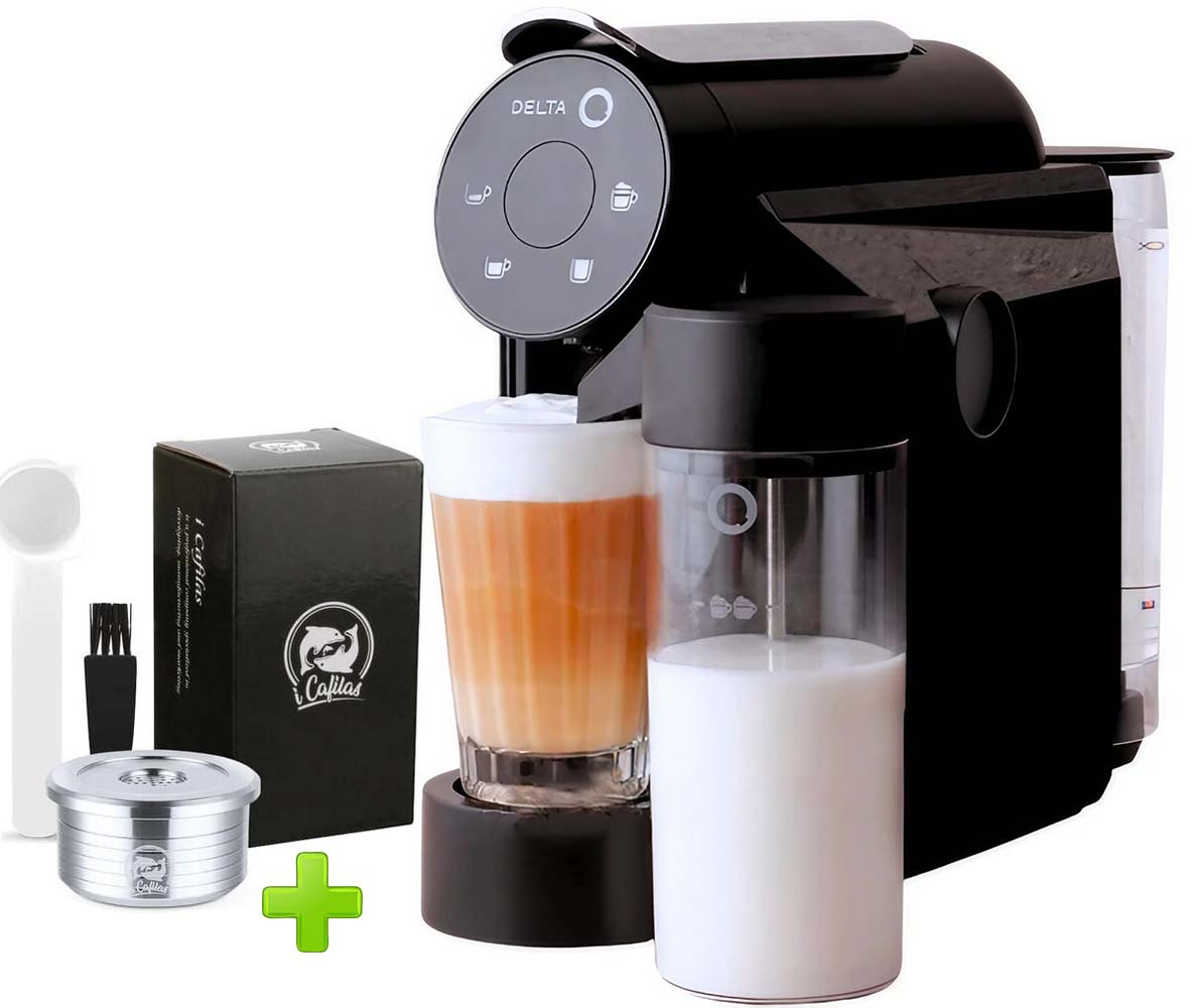 Кавоварка капсульна з капучинатором Delta Q Milk Mini 19 bar (+ багаторазова капсула в комплекті)