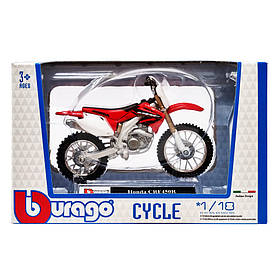 Дитяча модель Мотоцикла "Honda CRF450R" Bburago 18-51030-10 масштаб 1:18, Toyman