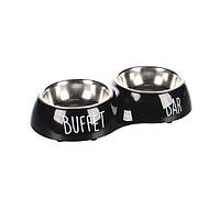 Двойная миска на подставке для собак и котов Flamingo Divar Duo Dinner S 2х230мл