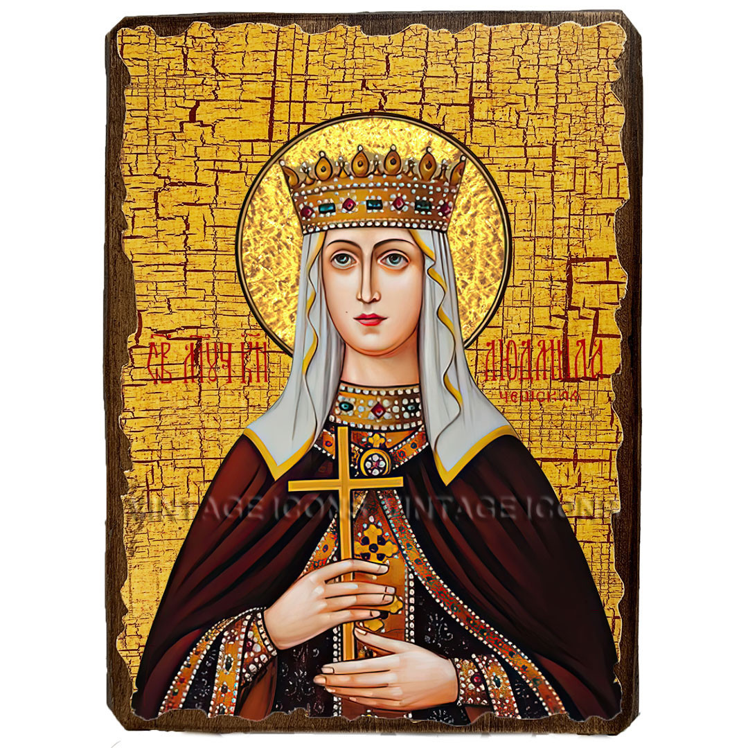 Ікона Людмила Чеська Мучениця ,ікона на дереві 130х170 мм, фото 1