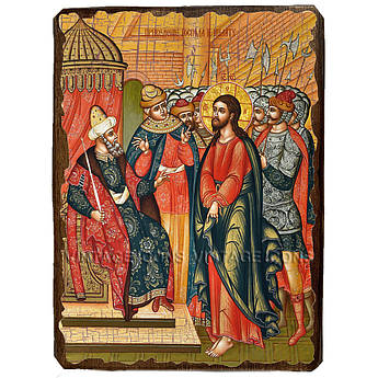 Ікона Приведення Господа до Пилата ,ікона на дереві 130х170 мм
