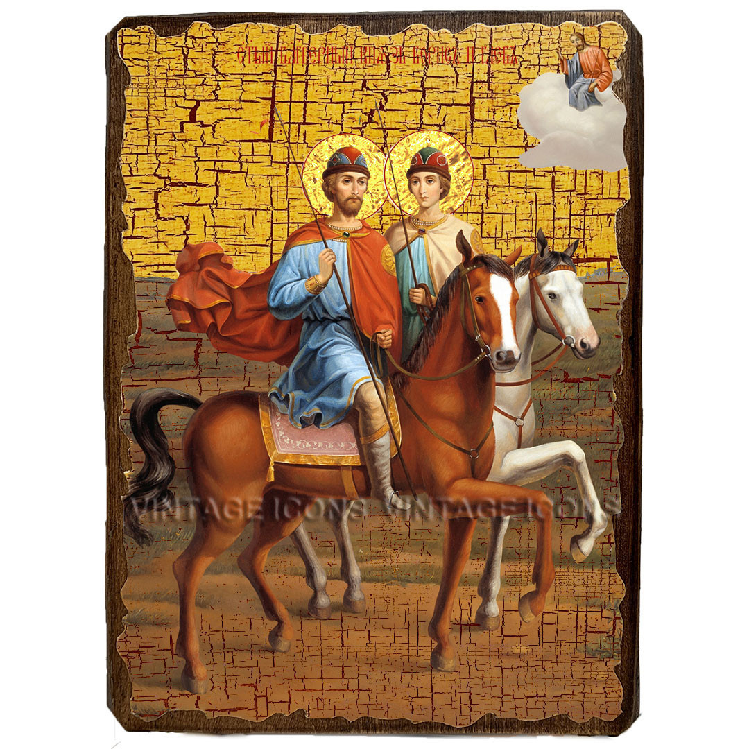 Ікона Борис та Гліб ,ікона на дереві 130х170 мм, фото 1