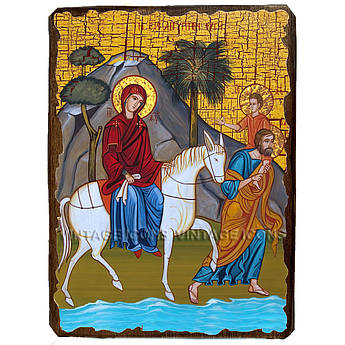 Ікона Втеча Святого Сімейства до Єгипту ,ікона на дереві 130х170 мм