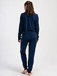 Жіноча піжама інтерлок лонгслів зі штанами Vienetta синя, фото 2