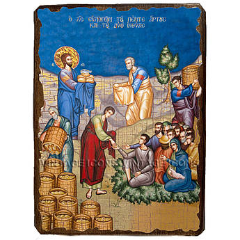 Ікона Чудо насичення п'ятьма хлібами ,ікона на дереві 130х170 мм