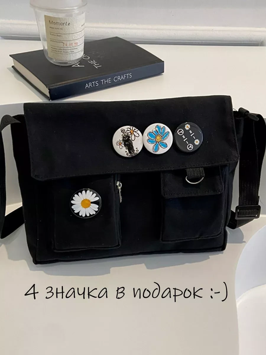 Сумка крос боді месенджер у2к Міська сумка в школу / студентам Харадзюко аніме сумка зі значками