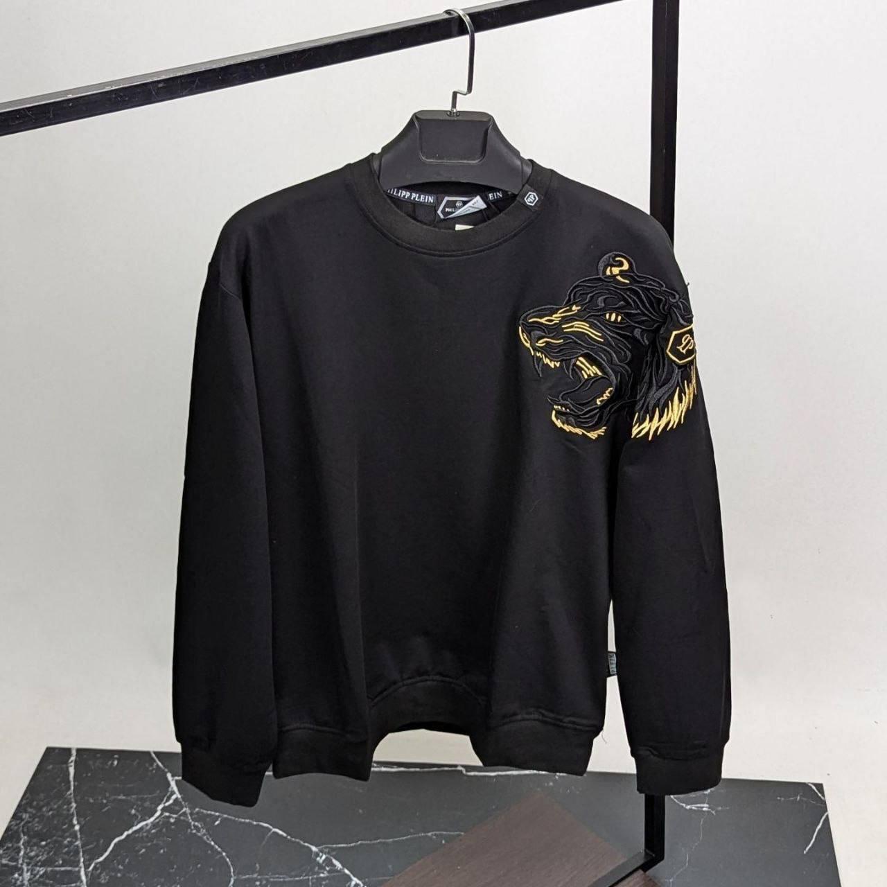 Чоловіча БАТАЛ кофта світшот Philipp Plein CK8529 чорна 3XL, 4XL, фото 1