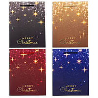 Новорічний подарунковий пакет "Merry Christmas" (18х23х10 см), 4 дизайни, в пакованні 12 шт.