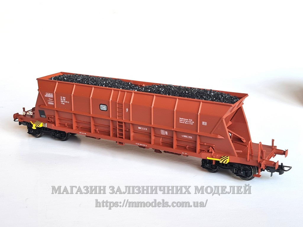Модель вагона 4х основного вагона для перевезення сипучих вантажів тип Fads DB Gb1809, масштаб 1:87, H0 Electrotren