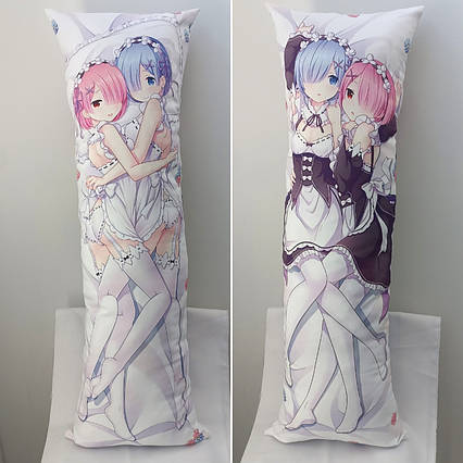 Дакімакура Re:Zero Життя з нуля в альтернативному світі Рем і Рам (120х40см) | Аніме подушка