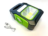 💚Портативний кемпінговий переносний ліхтар JY-978B акумуляторний з сонячною панеллю Зелений, фото 2