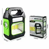 💚Портативний кемпінговий переносний ліхтар JY-978B акумуляторний з сонячною панеллю Зелений, фото 3