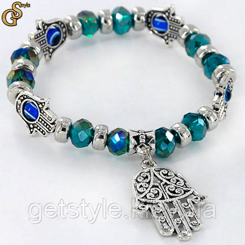 Браслет-оберег на руку зелений Eye Protection подарункове паковання, фото 1