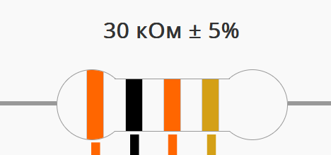 Резистор 30 кОм ±5% CFR 1Вт вивідний