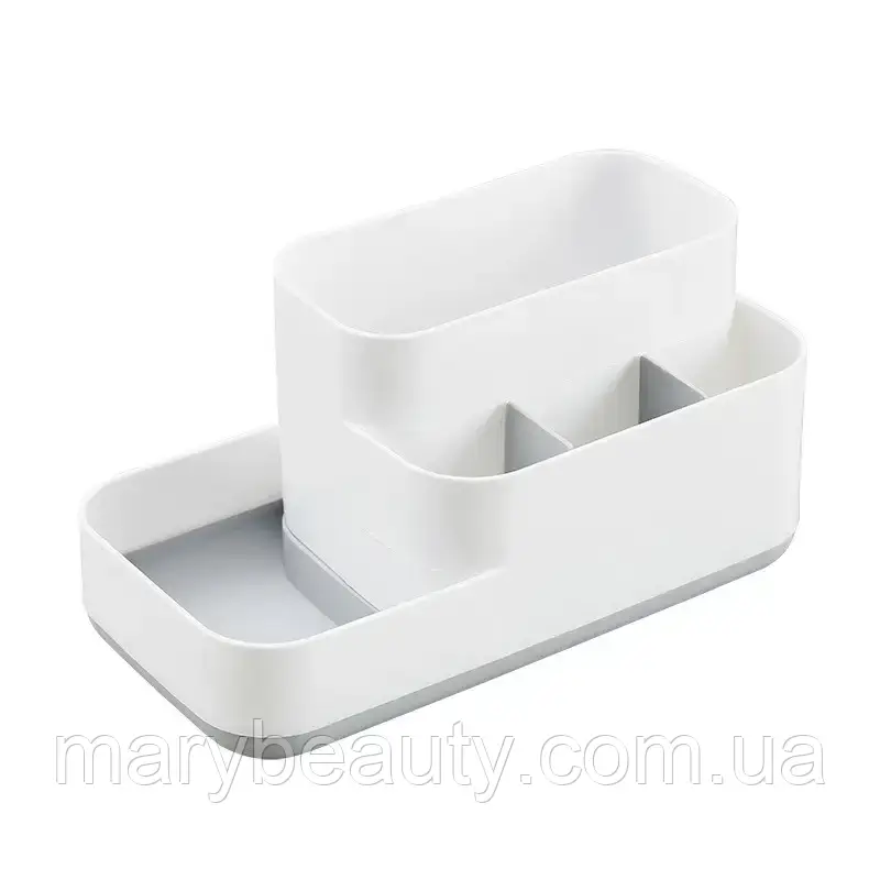 Органайзер пластиковий для косметики білий з сірим (23*13*12 см), фото 1