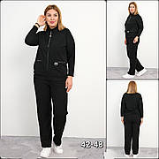 Костюм жіночий трикотажний чорний двійка великі розміри